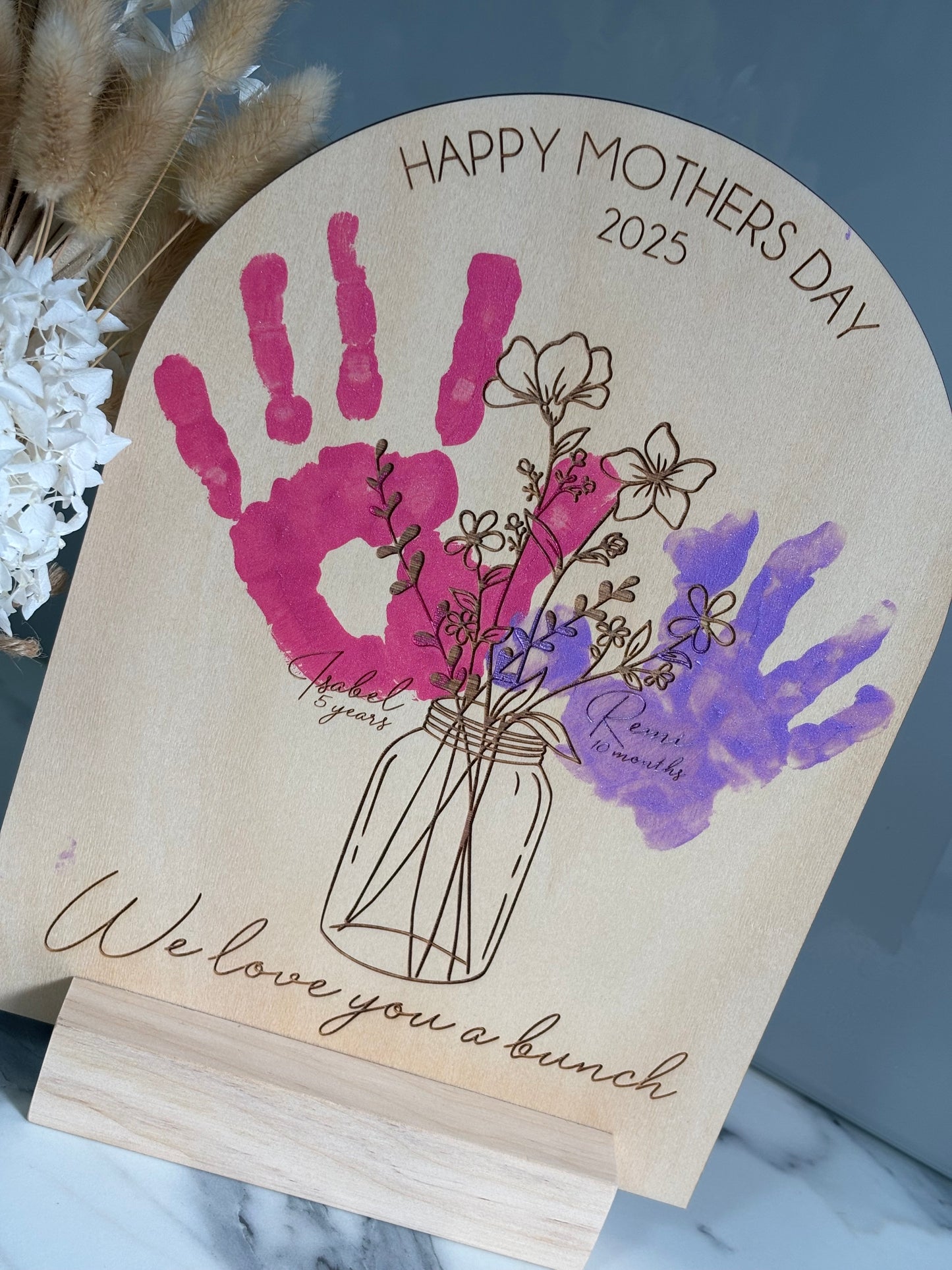 “We Love You a Bunch” Handprint Plaque