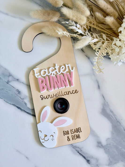 Bunny Surveillance Door Hanger