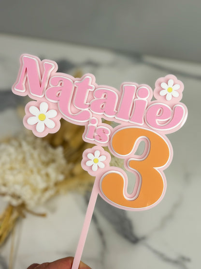 Daisy triple layer cake topper