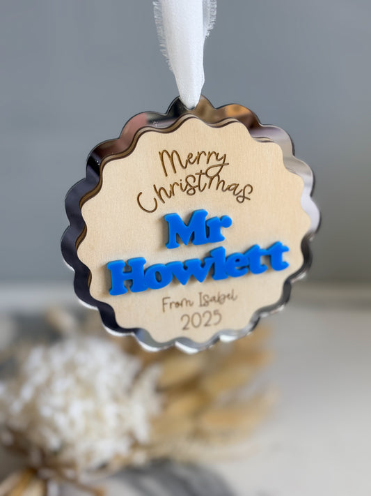 Merry Christmas Teacher Ornament