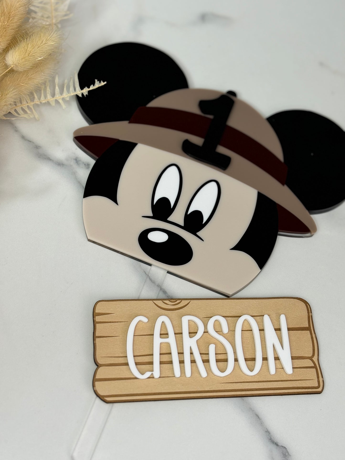 Minnie Mouse safari cake topper set