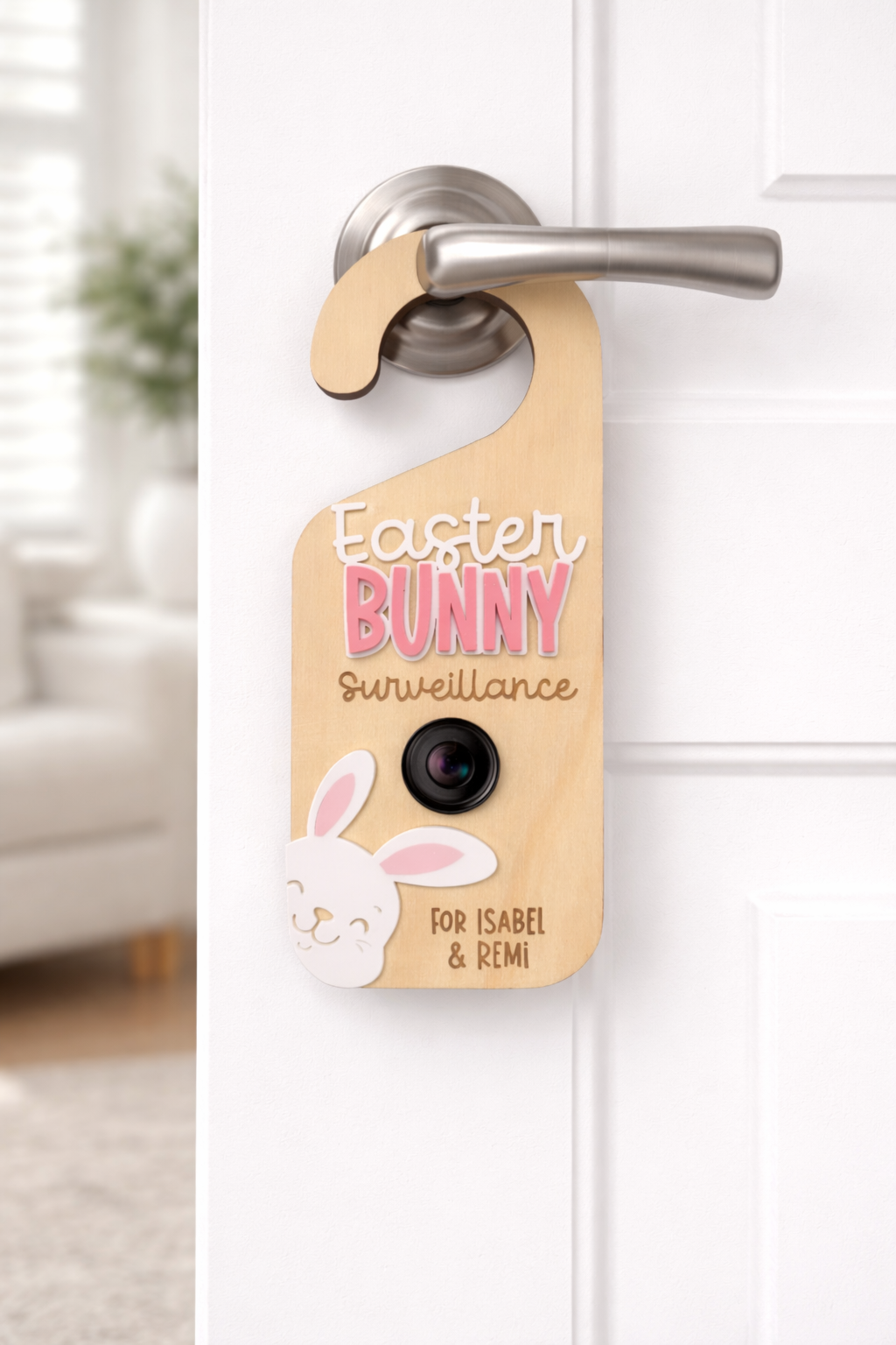 Bunny Surveillance Door Hanger