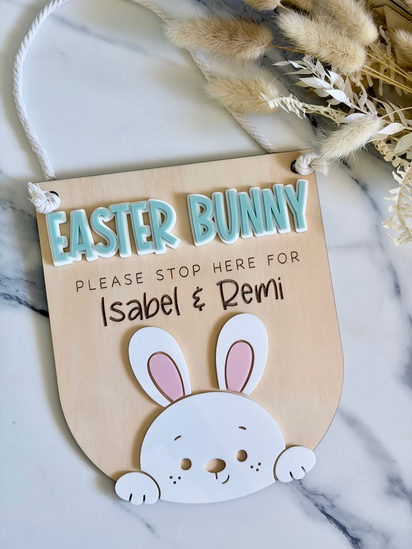 Easter Bunny Stop Here Hanging Plaque