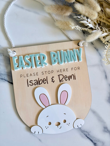Easter Bunny Stop Here Hanging Plaque