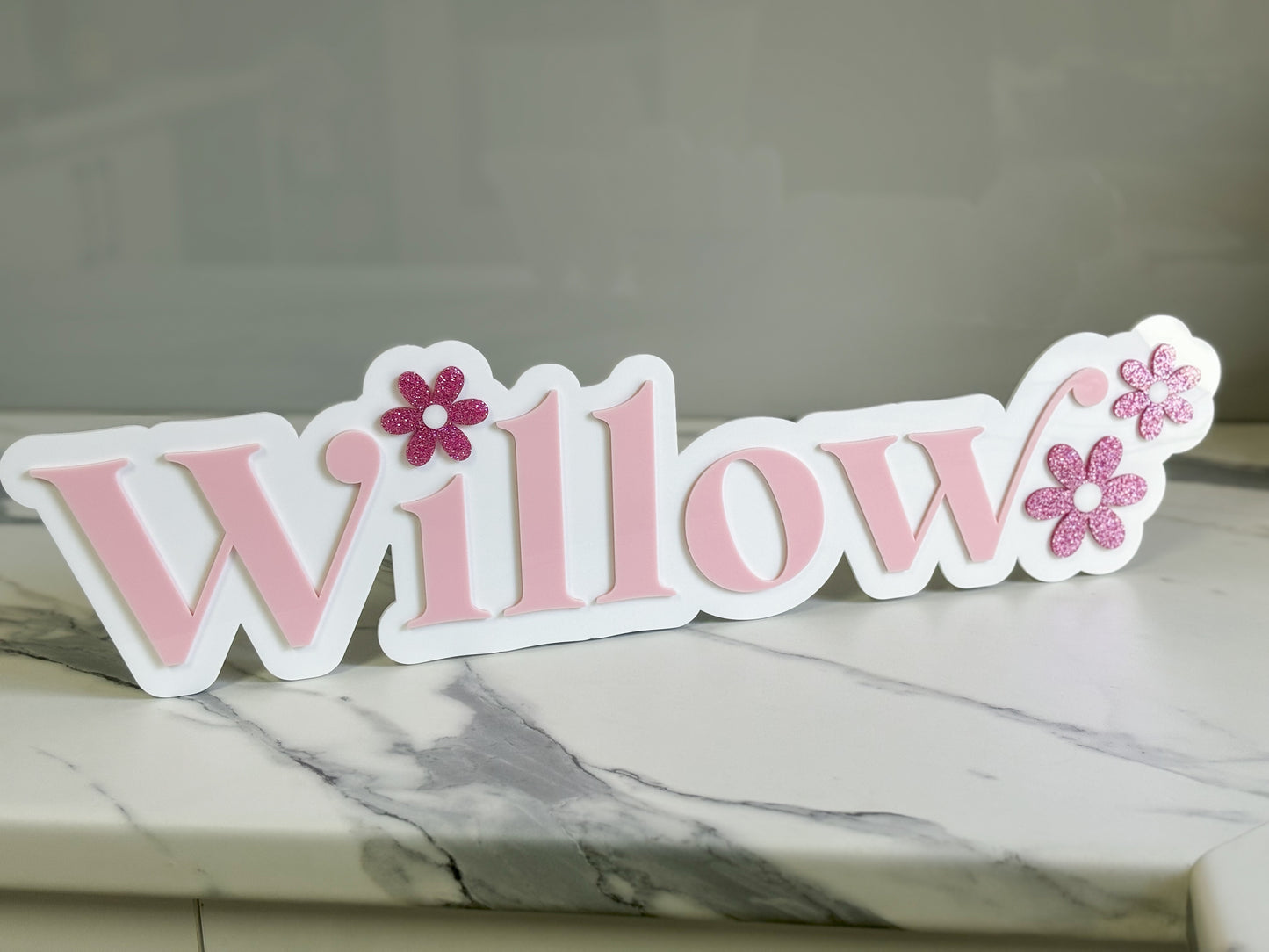 Dual Layer Name Plaque with Daisy