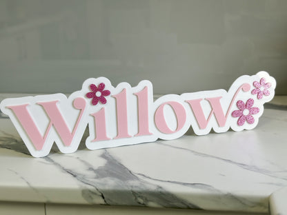 Dual Layer Name Plaque with Daisy