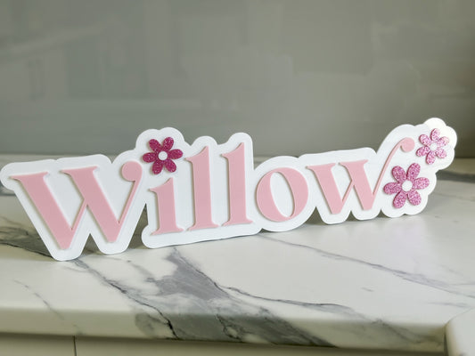 Dual Layer Name Plaque with Daisy